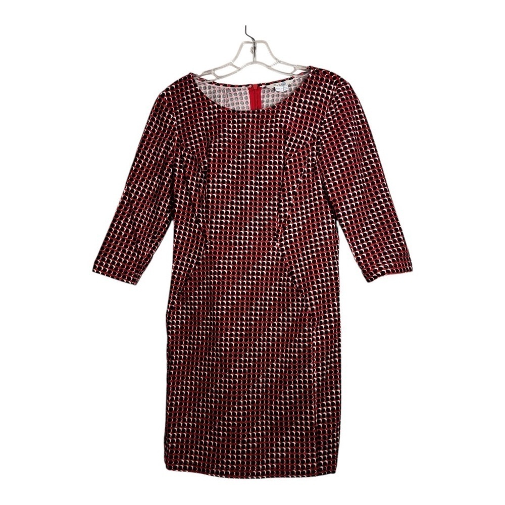 Boden Hannah Seam Detail Red Black Polka Dot Corduroy Sheath Dress - Picture 2 of 6